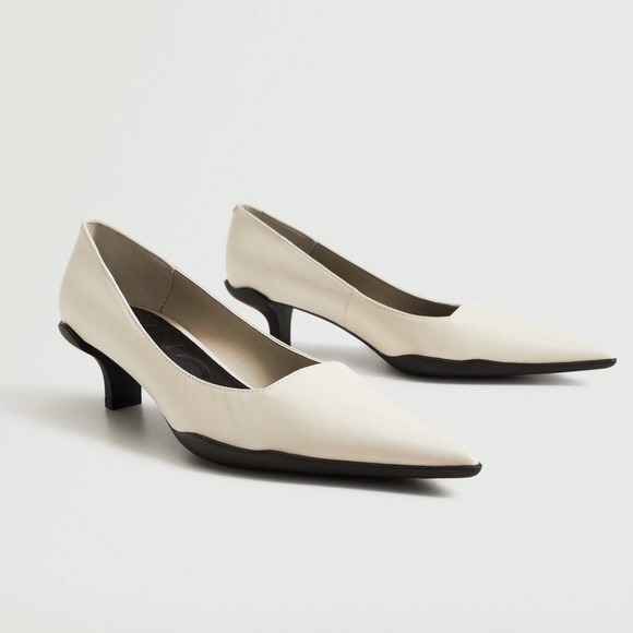 Mango White Pointy Toe Leather Pumps - Picture 1 of 13